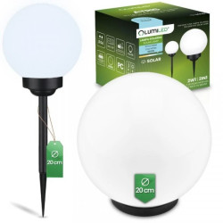 Lampa Solarna Ogrodowa LED 6500K IP44 20cm Wbijana Naziemna Biała Kulka ATRIS LUMILED