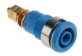 Gniazdo bananowe Żeński Połączenie lutowane typ Gniazdo bananowe Niebieski 32A Staubli rozmiar 4 mm