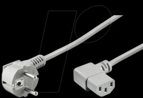 Cold appliance connection cable, 1.8 m, grey, angled