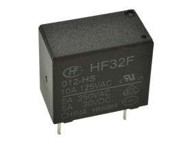 Przekaźnik; elektromagnetyczny miniaturowy; HF32F-012-HS (JZC32F); 12V; DC; 1 styk zwierny; 5A; 250V AC; 5A; 30V DC; do druku (P