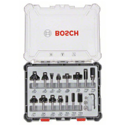 Bosch 2607017471 Milling Cutter Set 6mm Shank 15-Piece for Woodwork