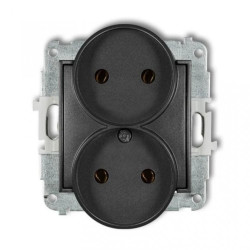 MINI Gniazdo podwójne b/u grafitowe 11MGPR-2