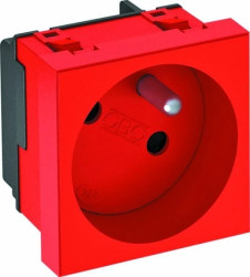 Gniazdo pojedyncze 33 stopnie czerwone z bolcem uziemiającym 250V 10/16A PC RAL 3001 STD-F3 SRO1 6120228