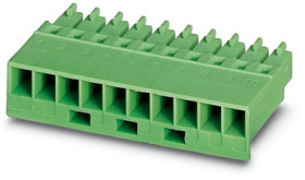 Socket header, 2 pole, pitch 3.81 mm, straight, green, 1852176