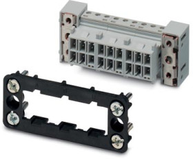 Pin contact insert, VC2, 18 pole, equipped, screw connection, with PE contact, 1607359