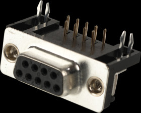107-09-2-1-00 D-SUB socket, 9-pin, angled