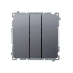 Simon Basic Łącznik potrójny z podświetleniem LED (moduł) 10AX, 250V~, szybkozłącza, srebrny mat BMW31L.01/43