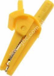 5002-IEC-D4-GE Krokodylek bezpieczny, mini z gniazdem 4mm, 600 V=, kat.II, żółty, ELECTRO-PJP, 5002IECD4GE