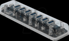64088 External USB 3.0 Hub with 7 Ports transparent