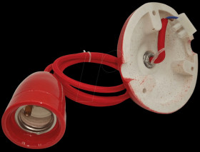 3807 High frequency porcelain Lamp holder E27-red