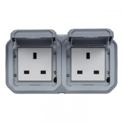 NOWE PLEXO 55 Gniazdo standard brytyjski 2x2P+Z zaciski śrubow natynkowe 13A - 250V AC szare 069739L