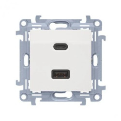Simon 10 Ładowarka USB C+A (moduł), 30 W, 230V biały CEC2CAQ.01/11