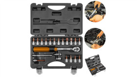 Klucz Dynamometryczny Dwukierunkowy 1/4 Cala 5-25Nm Zestaw 21Szt. 08-821