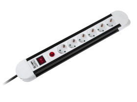 Listwa sieciowa Rebel 6 gniazd typu niemieckiego, kabel 3m (3x1,5)