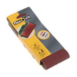 Flexovit 63642526784 Cloth Sanding Belts 75mm x 457mm Assorted - Pack Of 6
