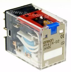 MY4IN-D2 24DC (S) przekaźnik 4 torowy, ze wskaźnikiem LED i z blokowanym przyciskiem testującym, dioda przeciwprzepięciowa, 5A,
