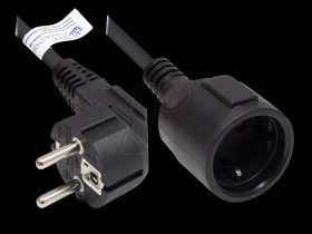 P0102-S030 Extension cable type E+F to type F , black, 1,50 mm², 3 m
