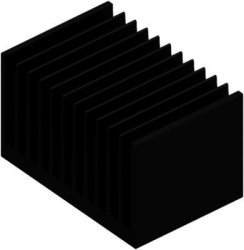 Extruded heatsink, (L x W x H) 75 x 112 x 67.5 mm, 1.4 to 0.5 K/W, black anodized, 10019134