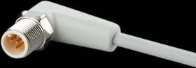Sensor actuator cable, M12 cable plug, angled, A to open end, 5 pole, 2 m, mPPE, gray, 4 A, EVF074