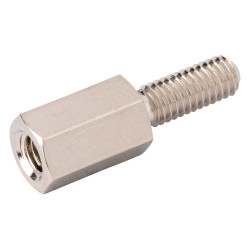 R-TECH 524407 Hex Threaded M-F Spacer Brass 5mm A/F M3 8mm - Pack Of 25