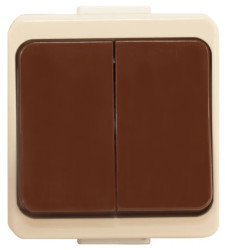 Jantar Łącznik 2-klawiszowy świecznikowy z podświetleniem natynkowy kombinacja kolorów brąz i beż WNT-2Jb/S BE/BR