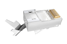 Wtyk 8p8c RJ45 STP kat.6a/7 na drut, przelotowy (1.35mm), ZoeRax, Ni