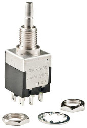 Nasadka przełącznika Chwilowy DPDT średnica wycięcia 6.35mm, montaż panelowy NKK Switches