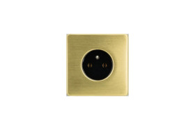 Gniazdko elektryczne czarne pojedyncze ramka stal szczotkowana PVD Brass GN-SNPBR01C