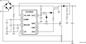 Transition mode PFC controller with 15.6V/9.7V UVLO and IEC61000-3-2 compliance, -40°C to 105°C