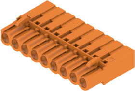 Pin header, 9 pole, pitch 5.08 mm, straight, orange, 1610560000