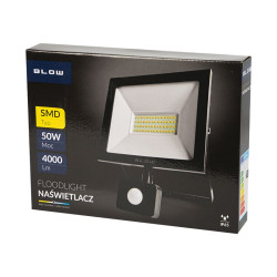 Lampa halogen LED 50W 4000lm b.neutral + czujnik ruchu PIR / 71-562