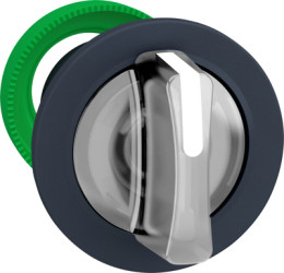 Toggle switch, 3 positions, illuminable, groping, waistband round, white, front ring gray, 45°, mounting Ø 30.5 mm, ZB5FK1713