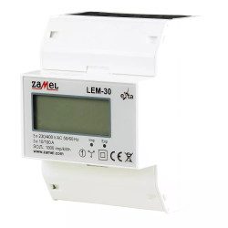 Licznik energii elektrycznej 3-fazowy LCD 100 A, 4-MOD LEM-30 EXTA