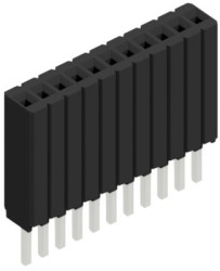 Socket header, 11 pole, pitch 1.27 mm, straight, 10027240
