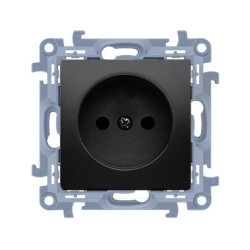 Simon 10 Gniazdo wtyczkowe bez uziemienia pojedyncze (moduł) 16A, 250V, zaciski śrubowe czarny mat CG1.01/49