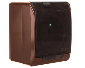 HERMES Gniazdo pojedyncze z/u brązowe z klapką transparentną 2P+Z IP44 0321-05