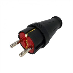 Wtyczka gumowa prosta z uziemieniem Schuko czarna HOROZ ELECTRIC