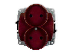 TREND Gniazdo podwójne bez uziemienia do ramki poziomej (przesłony torów prądowych) brązowy 4GPR-2p KARLIK