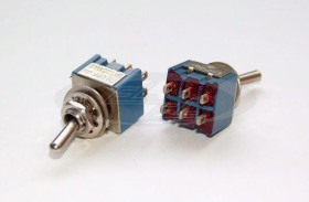 MTS203 przełącznik dźwigniowy podwójny, do lutowania przewodów; ON-OFF-ON; DPDT 6P 6A 125VAC; 3A 250VAC