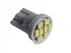 Żarówka samoch. 8xSMD 12V biała zimna W5W T10