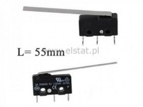 Przełącznik krańcowy z dźwignią 55mm 3A - mały