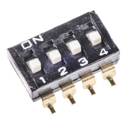 Przełącznik DIP 4-pozycyjny 4PST SMD 25 mA przy 24 V DC -20 → +70°C