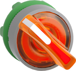 Toggle switch, 2 positions, illuminable, groping, waistband round, orange, front ring gray, 90°, mounting Ø 22 mm, ZB5AK1453C0