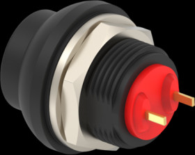 Pushbutton, 1 pole, black, unlit , 0.12 A/125 VAC, 0.2 A/50 VDC, 13.6 mm, IP68, 1-2329328-6