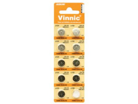 Bateria; alkaliczna; AG13 / L1154 / LR44; 1,5V; 180mAh; blister; fi 11,6x5,4mm; Vinnic; L1154; AG13; LR44