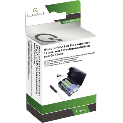 Quadrios 2010C255 VGA Connector 15 Pins Straight Black 1 Set