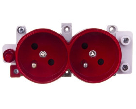 Simon Connect Gniazdo CIMA podwójne z/u 16A IP20 czerwone/ czysta biel S2/6/9