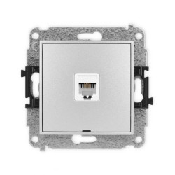 ICON Mechanizm gniazda telefonicznego pojedynczego 1xRJ11 4-stykowy, beznarzędziowe, bez pola opisowego srebrny metalik 7IGTBO-1