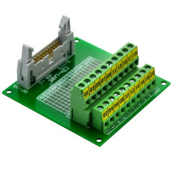 CZH-LABS IDC-20 Male Header Connector Breakout Board Module, IDC Pitch 0.1&quot;, Terminal Block Pitch 0.2&quot;