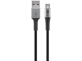 Kabel tekstylny Micro USB / USB-A z metalowymi wtyczkami 0,5m Goobay